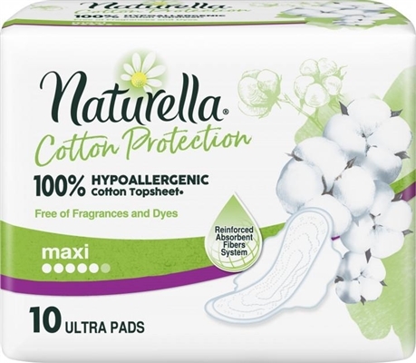 Прокладки гигиенические Naturella Cotton Protection Ultra Maxi 5 капель, 10 шт