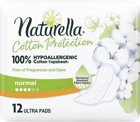 Прокладки гигиенические Naturella Cotton Protection Ultra Normal 4 капли, 12 шт