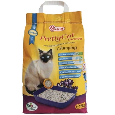 Наполнитель для кошачьего туалета Pretty Cat Lavander бентонитовый комкующий, с ароматом лаванды, 5 кг