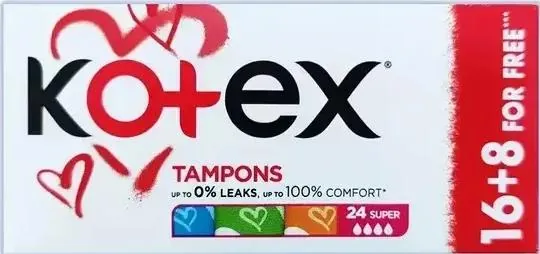 Тампони гігієнічні Kotex Super, 16+8 шт