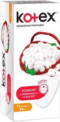 Ежедневные гигиенические прокладки Kotex нормал, 20 шт
