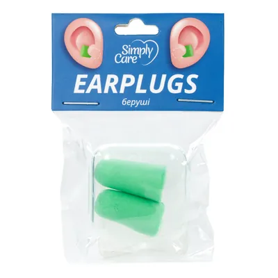 Беруші вкладки вушні Simply Care Earplugs протишумові, з поліуретанової піни, 1 пара
