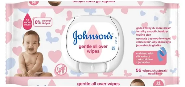 Серветки вологі Johnson's Baby Ніжна турбота дитячі, 56 шт