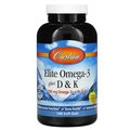 Омега 3 и витамин Д3+К Carlson Labs Omega-3 Plus D&K натуральный вкус лимона, 180 мягких таблеток