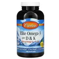 Омега 3 та вітамін Д3 + К Carlson Labs Omega-3 Plus D & K натуральний смак лимона, 180 м'яких таблеток