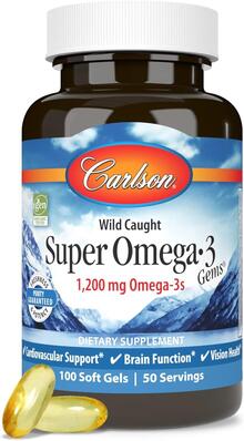 Супер Омега-3 Carlson Labs Wild Caught Super Omega-3 Gems, 100 желатиновых капсул