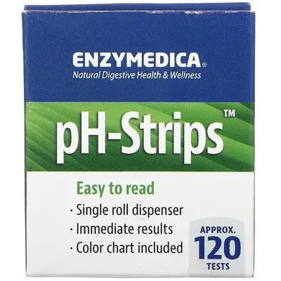 Тест-смужки Enzymedica pH-Strips для визначення pH, 16-футова котушка