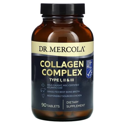 Комплекс колагену, 1, 2 та 3 типу Dr. Mercola Collagen Complex Type I, II, III, 90 таблеток