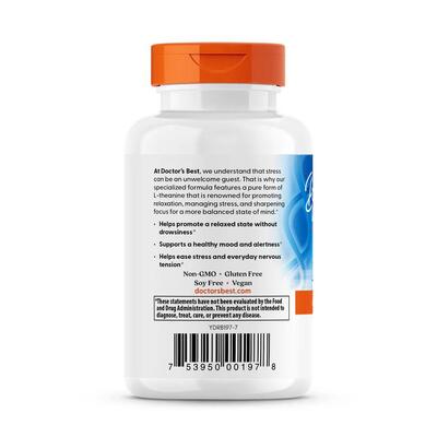 L-теанін Doctor's Best L-Theanine with Suntheanine 150 мг, 90 вегетаріанських капсул