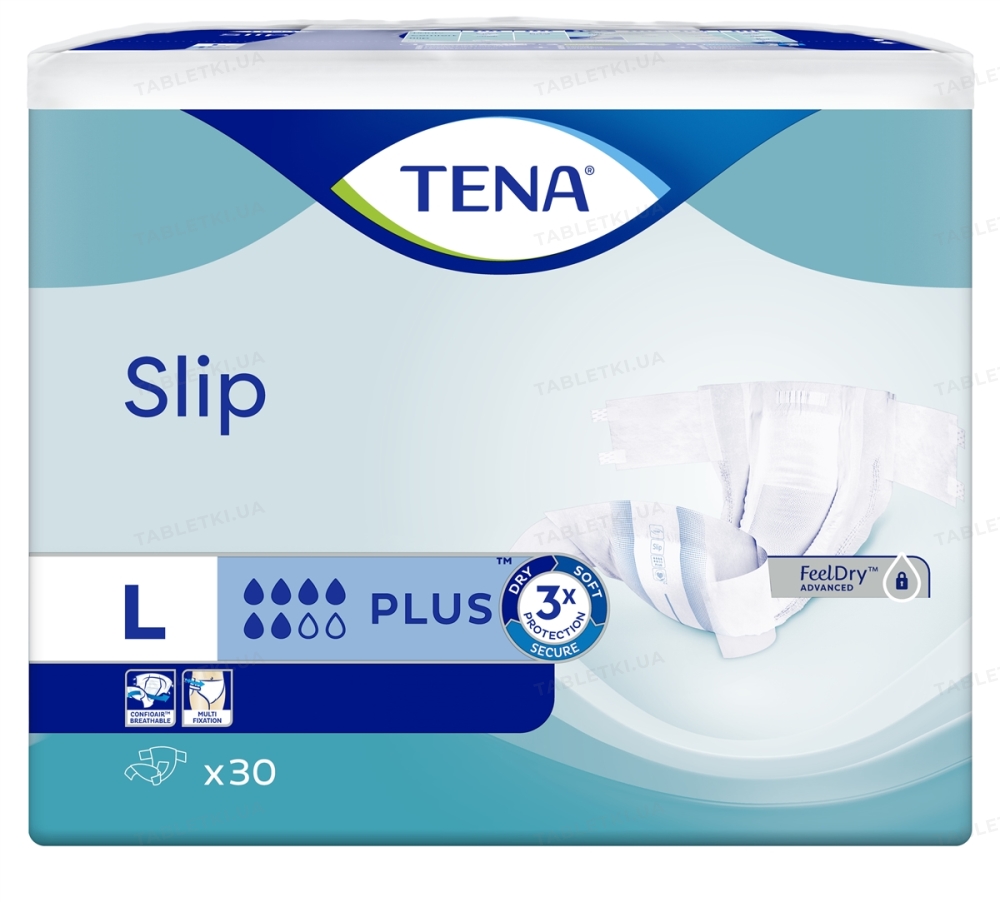 Подгузники для взрослых Tena Slip Plus Large, 30 штук : инструкция ...