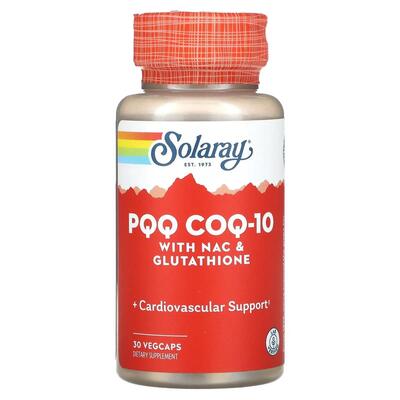 Пирролохинолинхинон и коэнзим Q10 Solaray PQQ, CoQ-10 with NAC & Glutathione, 30 вегетарианских капсул