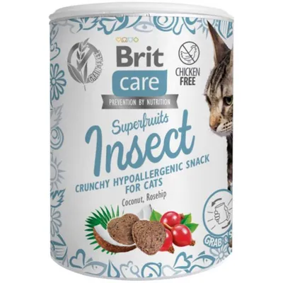 Ласощі для котів Brit Care Superfruits Snack Insect хрусткі комахи, 100 г
