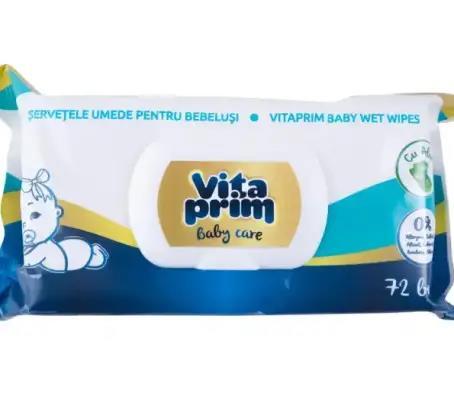 Салфетки влажные Vitaprim детские с клапаном, 72 шт