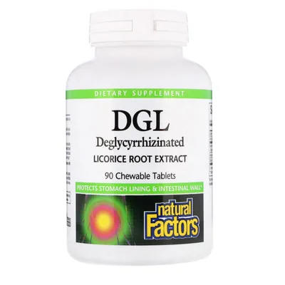 Екстракт кореня солодки дегліциризиновий Natural Factors DGL Licorice Root Extract, 90 жувальних таблеток
