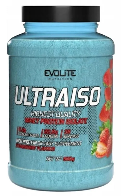 Протеїн сироватковий ізолят Evolite Nutrition UltraIso полуниця, 900 г
