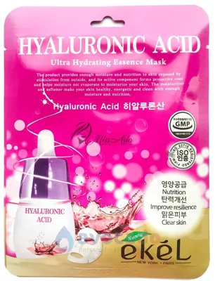 Маска тканинна для обличчя Ekel Hyaluronic Acid з гіалуроновою кислотою омолоджуюча, 25 мл