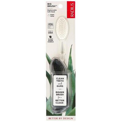 Зубная щетка Radius Big Brush Original Right hand для правши, мягкая, черный блеск