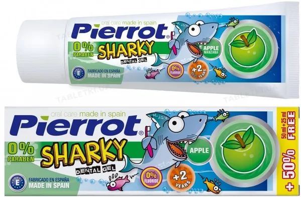 Гель для зубів Pierrot Sharky дитячий з яблучним смаком від 2 років, Ref.125, 75 мл