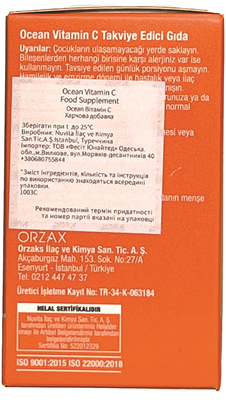 Вітамін С Orzax Ocean Vitamin C 1000 мг, 30 таблеток