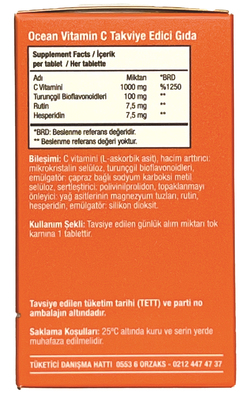 Вітамін С Orzax Ocean Vitamin C 1000 мг, 30 таблеток