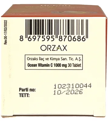 Вітамін С Orzax Ocean Vitamin C 1000 мг, 30 таблеток