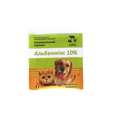 Альбенмикс 10% (ДЛЯ ЖИВОТНЫХ) порошок для орального применения, 3 г