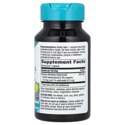 Родіола рожева Nature's Way Rhodiola 250 мг стандартизована, 60 веганських капсул