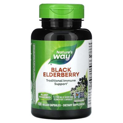 Черная бузина Nature's Way Black Elderberry 1150 мг, 100 веганских капсул