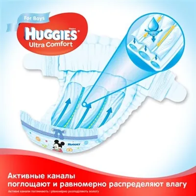 Підгузки дитячі Huggies Ultra Comfort для хлопчиків розмір 3, 5-9 кг, 80 штук
