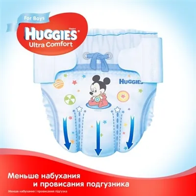Підгузки дитячі Huggies Ultra Comfort для хлопчиків розмір 3, 5-9 кг, 80 штук
