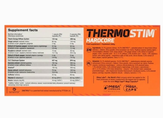 Жиросжигатель Olimp Thermo Stim Hardcore, 60 капсул