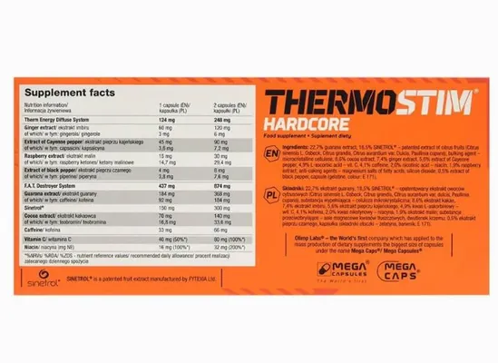 Жироспалювач Olimp Thermo Stim Hardcore, 60 капсул