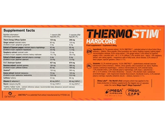 Жиросжигатель Olimp Thermo Stim Hardcore, 60 капсул