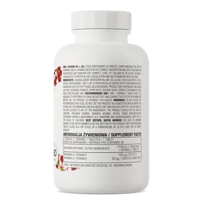 Вітаміни OstroVit Vitamin D3+K2, 90 таблеток