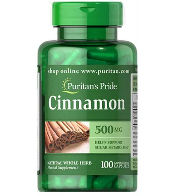 Кориця Puritan's Pride Cinnamon 500 мг, 100 капсул