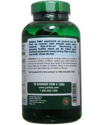 Лляна олія Puritan's Pride Flax Oil 1200 мг, 200 капсул