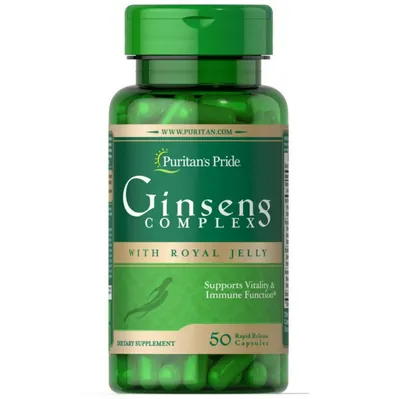 Комплекс женьшеню з маточним молочком Puritan's Pride Ginseng Complex with Royal Jelly, 50 капсул