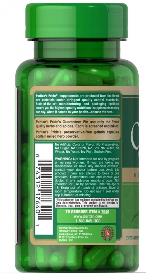Комплекс женьшеня с маточным молочком Puritan's Pride Ginseng Complex with Royal Jelly, 50 капсул