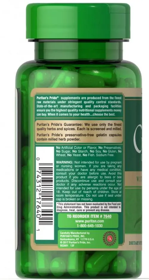Комплекс женьшеню з маточним молочком Puritan's Pride Ginseng Complex with Royal Jelly, 50 капсул