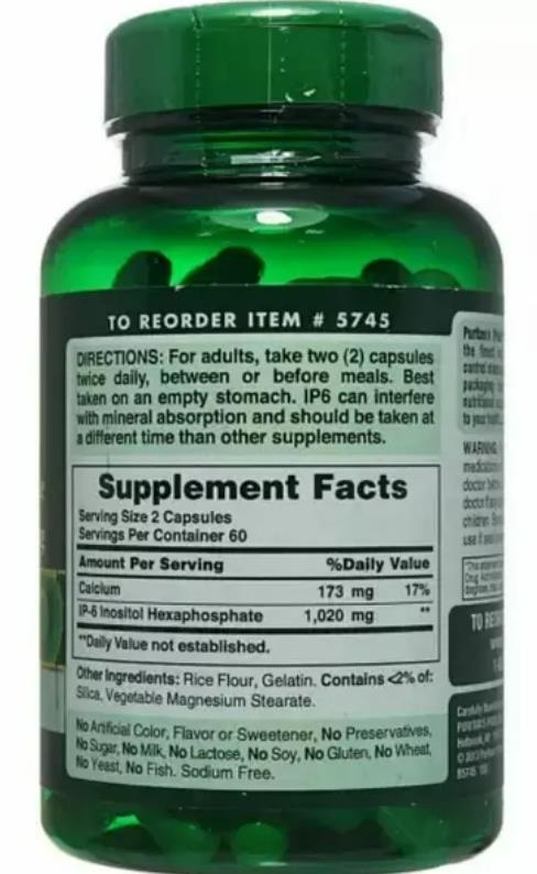 Инозитол Гексафосфат Puritan's Pride IP-6 Inositol Hexaphosphate 510 мг, 120 капсул