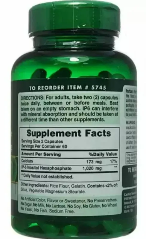 Інозитол Гексафосфат Puritan's Pride IP-6 Inositol Hexaphosphate 510 мг, 120 капсул