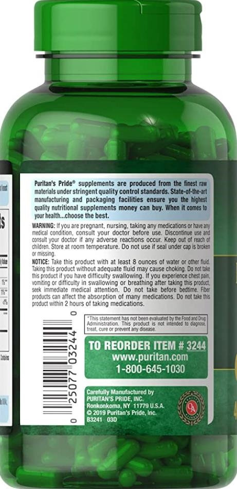 Шелуха Подорожника Puritan's Pride Psyllium Husks 500 мг, 400 капсул