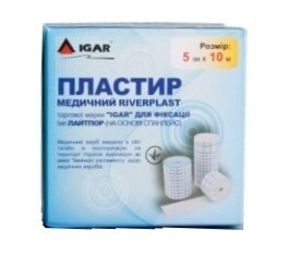 Пластырь медицинский IGAR RiverPlast тип Лайтпор на нетканой основе (спанлейс) для фиксации 5 см х 10 м, 1 штука