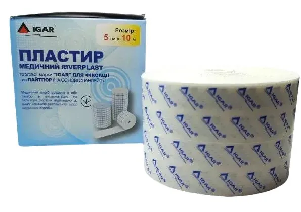 Пластир медичний IGAR RiverPlast Лайтпор на нетканій основі (спанлейс) для фіксації 5 см х 10 м, 1 штука