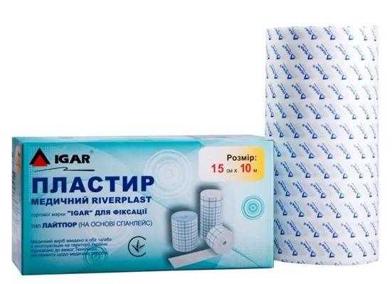 Пластир медичний IGAR RiverPlast Лайтпор на нетканій основі (спанлейс) для фіксації 15 см х 10 м, 1 штука