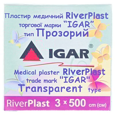 Пластырь медицинский IGAR RiverPlast тип Прозрачный на полимерной основе (полиэтилен) 3 см х 500 см, 1 штука