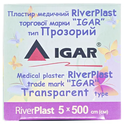 Пластир медичний IGAR RiverPlast Прозорий на полімерній основі (поліетилен) 5 см х 500 см, 1 штука