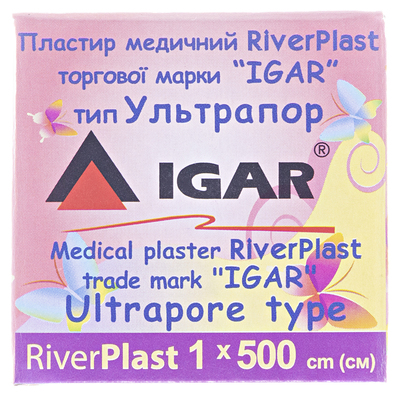 Пластырь медицинский IGAR RiverPlast тип Ультрапор на нетканой основе 1 см х 500 см, 1 штука