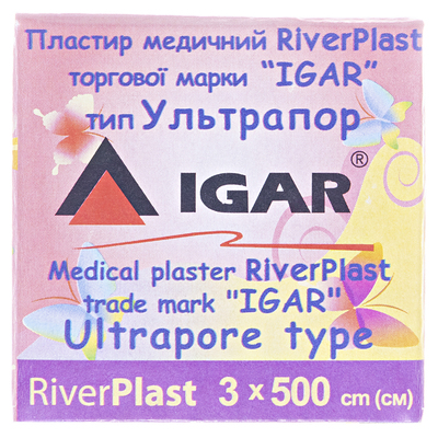 Пластырь медицинский IGAR RiverPlast тип Ультрапор на нетканой основе 3 см х 500 см, 1 штука
