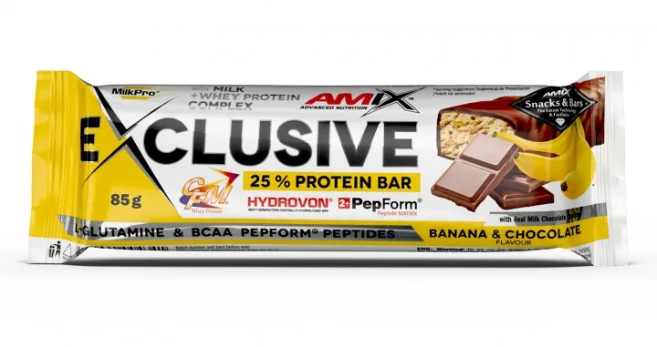 Батончик протеїновий Amix Nutrition Exclusive Protein Bar банан-шоколад, 85 г 1/12